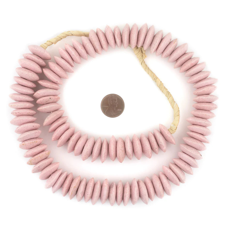 Pink Ashanti Glass Saucer Beads